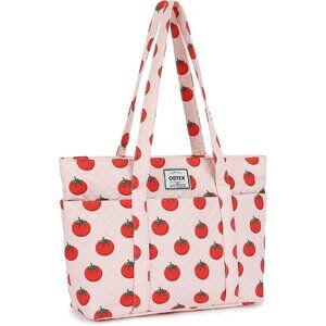 Women's Large Capacity Floral Canvas Tote Bag with Laptop Compartment, Waterproo